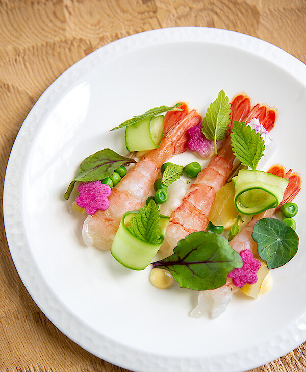 Chilled Spot Prawn - Table D'Hôte Menu by Caitlin Ronda