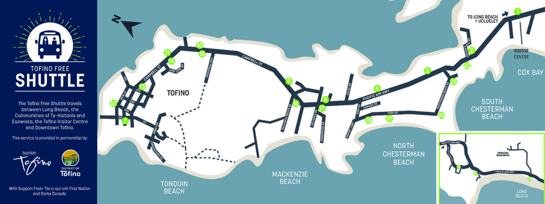 Tofino Free Summer Shuttle Map 2024