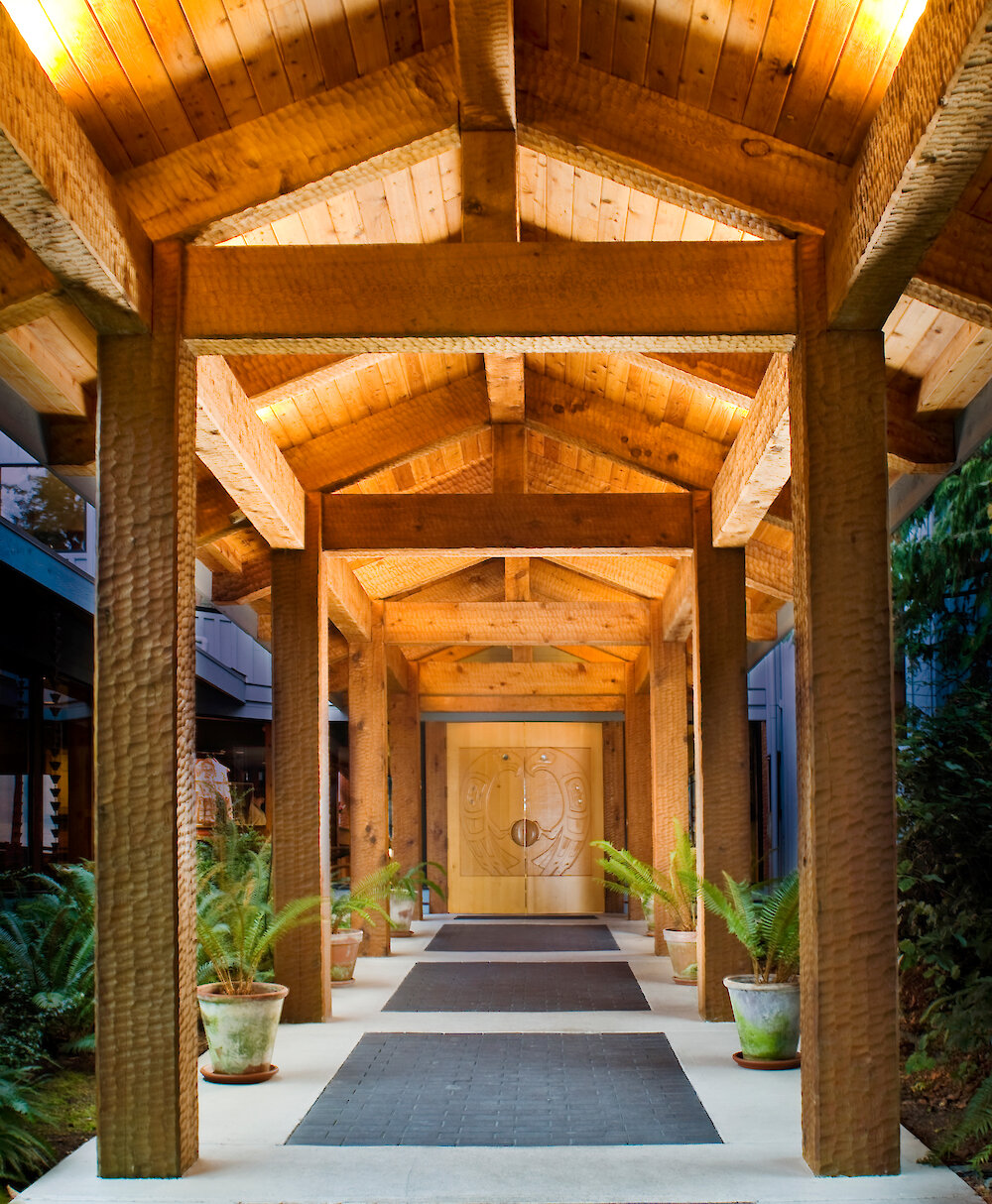 Henry's Adzed Beams and Carved Doors by Chris Pouget
