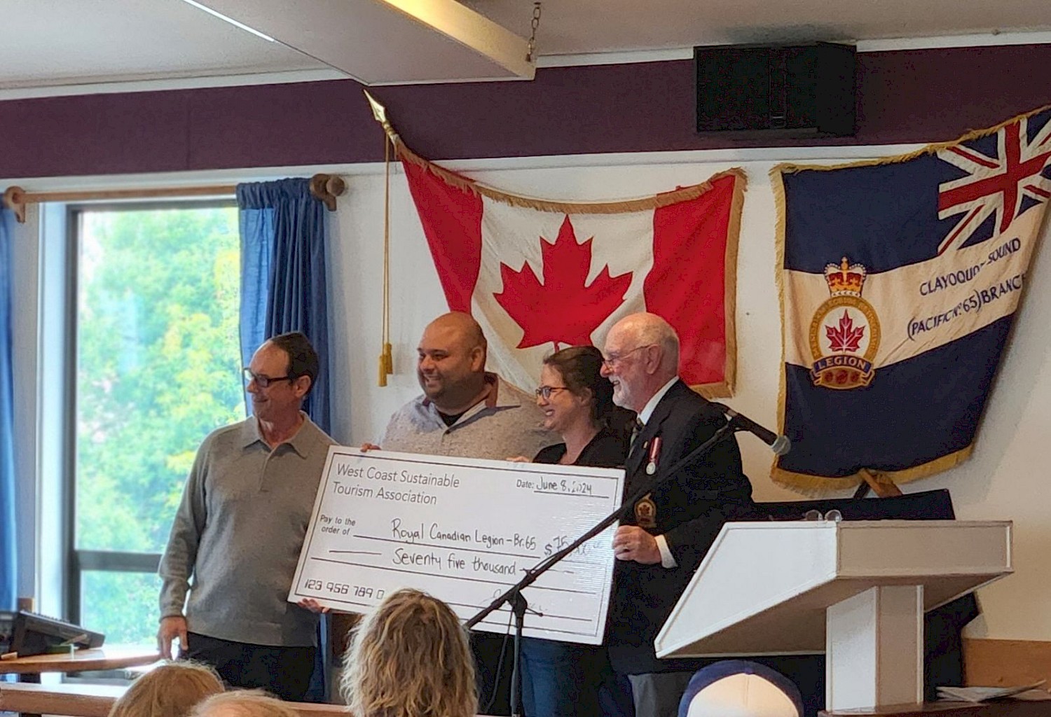 WCSTA presents cheque to the Royal Canadian Legion Branch 65